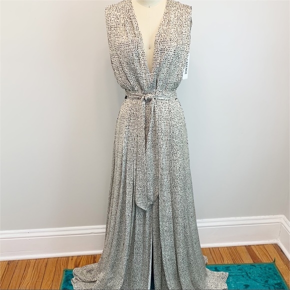 L’agence Sleeveless Pleated Dot-Print Maxi Dress Gown Size 6 - Picture 8 of 16